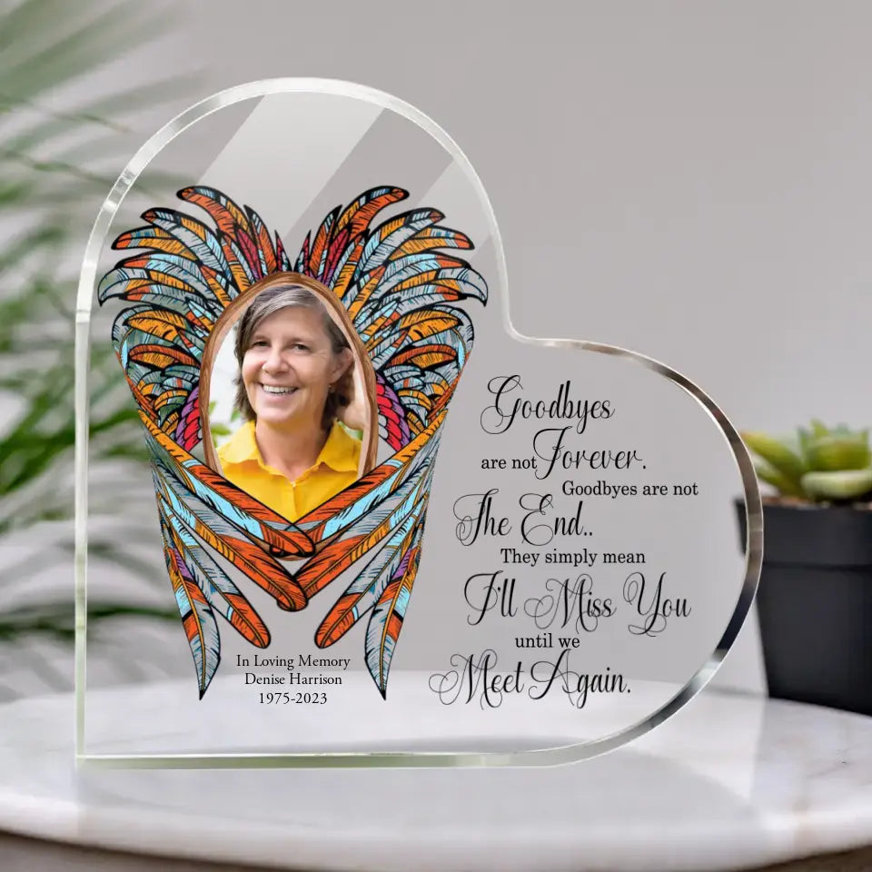 Red Ocean Memorial Wooden Heart - Goodbyes Are Not Forever Handcrafted Keepsake For Remembrance