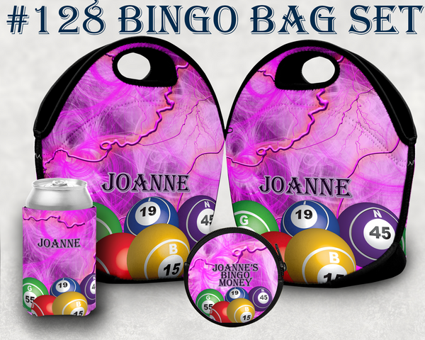#128 Pink Ligntning Bingo Bag and Accessories
