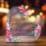 Floral Bridesmaid Acrylic Heart
